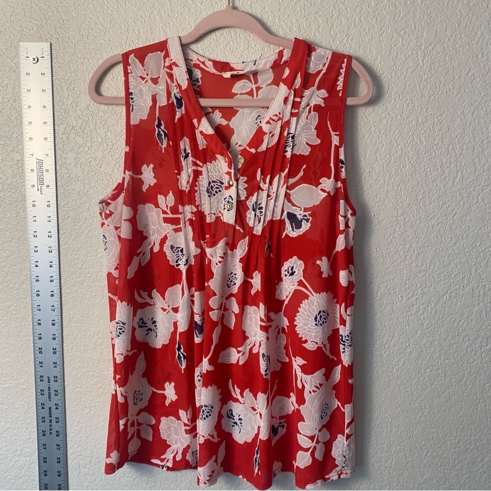 Bold red Floral Sleeveless top, shirt,blouse